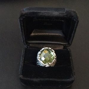 Silver Ring, Green Gemstone Size 7. New.
